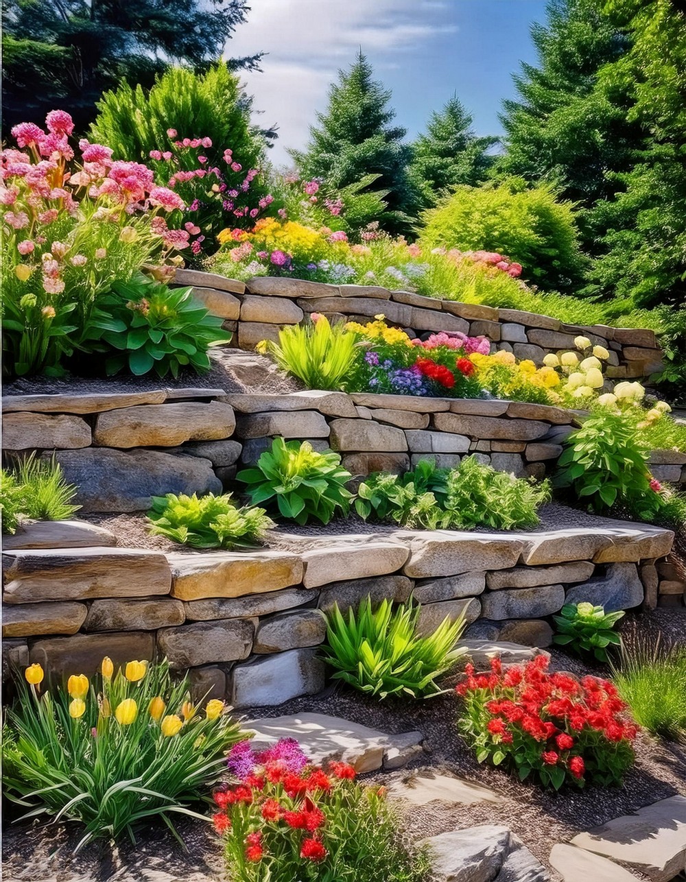 DIY Stone Retaining Wall
