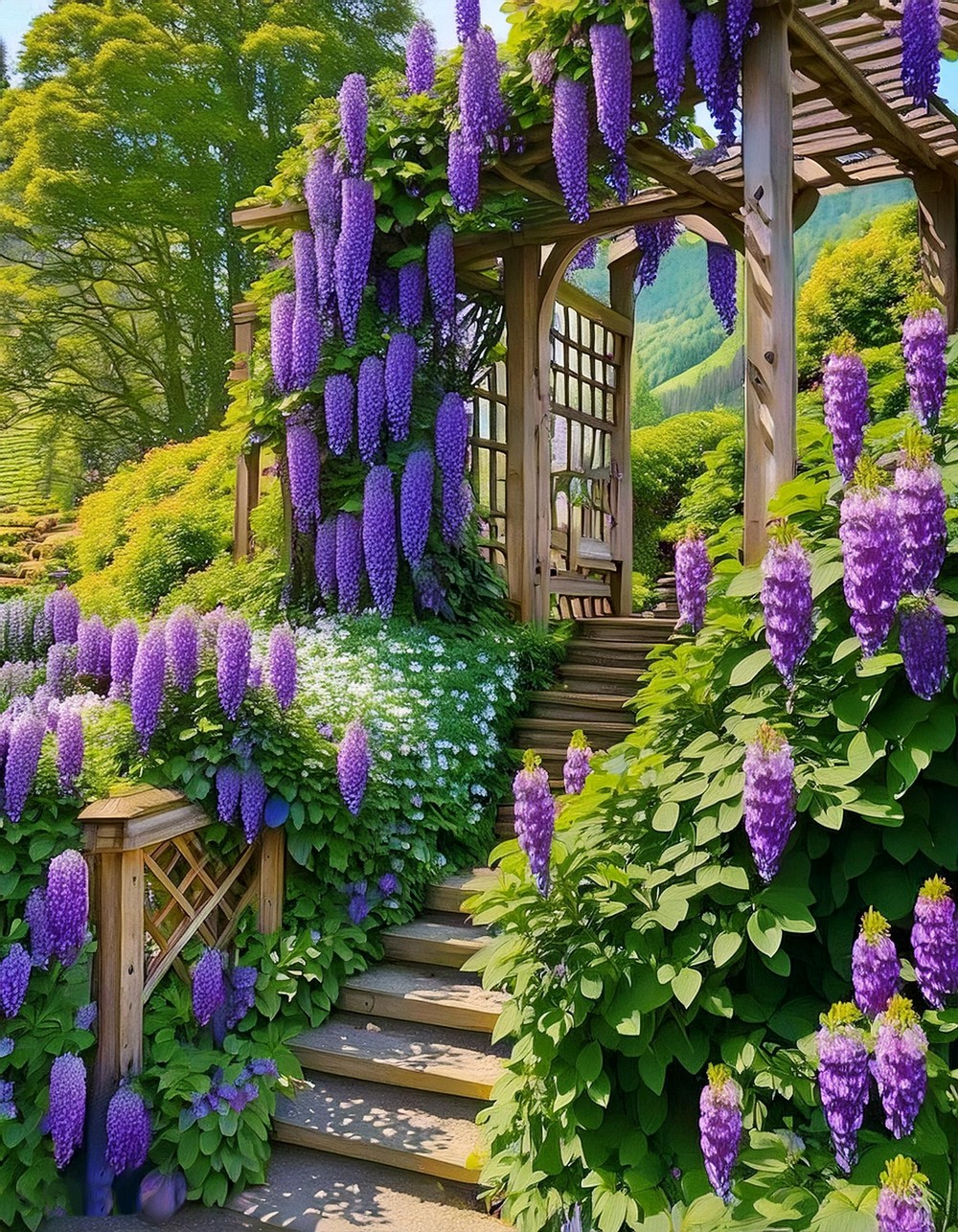 Flowering Vines on a Trellis