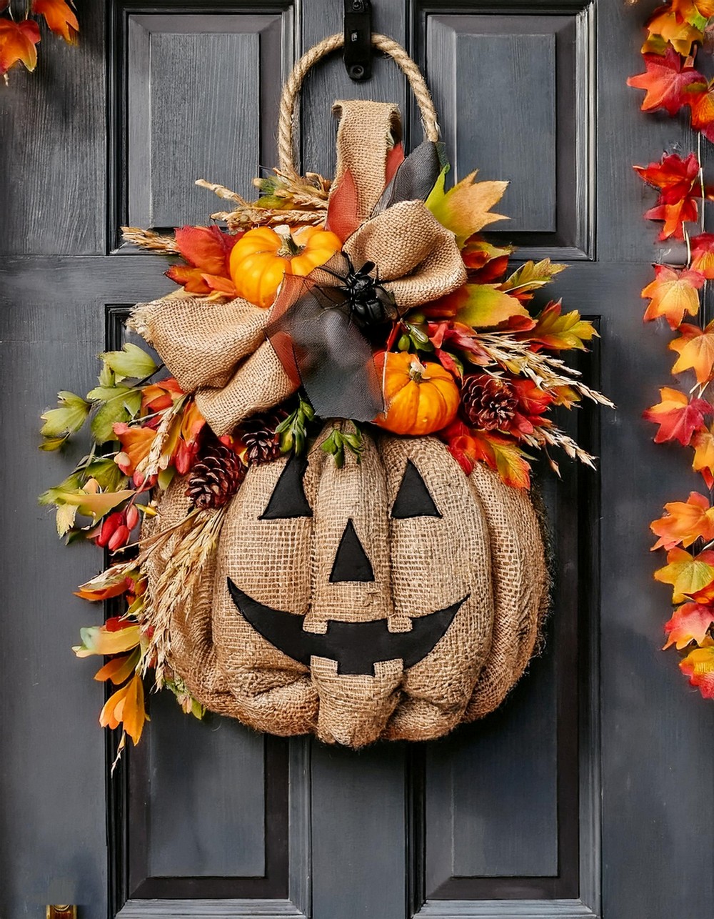 Burlap and Twine Pumpkin Door Hanger