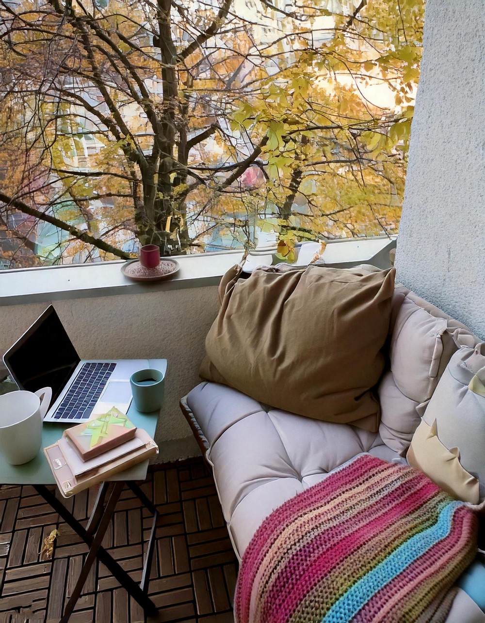 Compact Seating & Portable Desk Setup