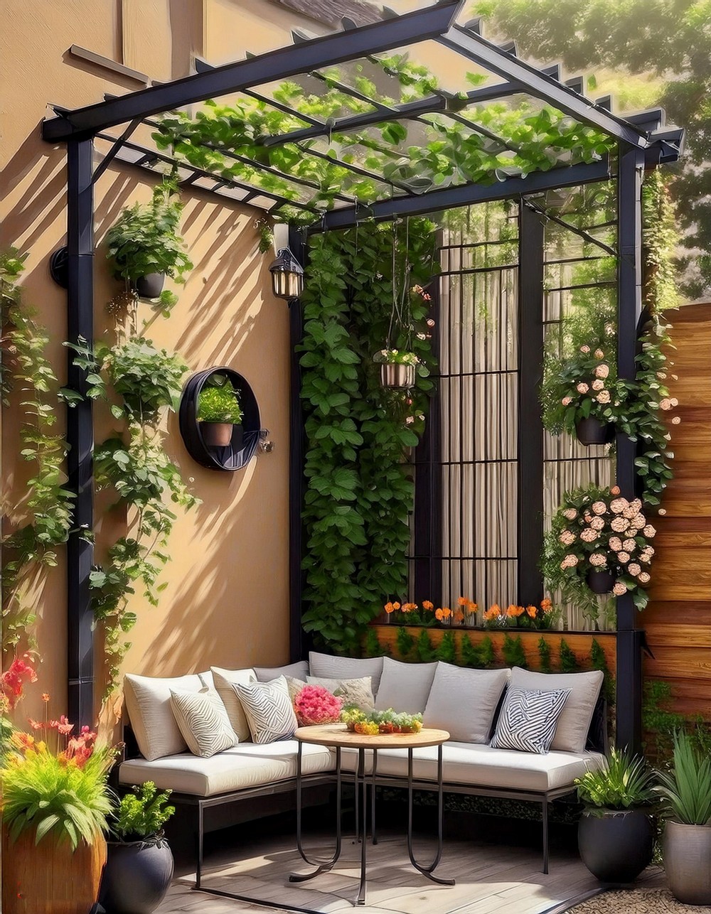 Corner Pergola with Metallic Frame