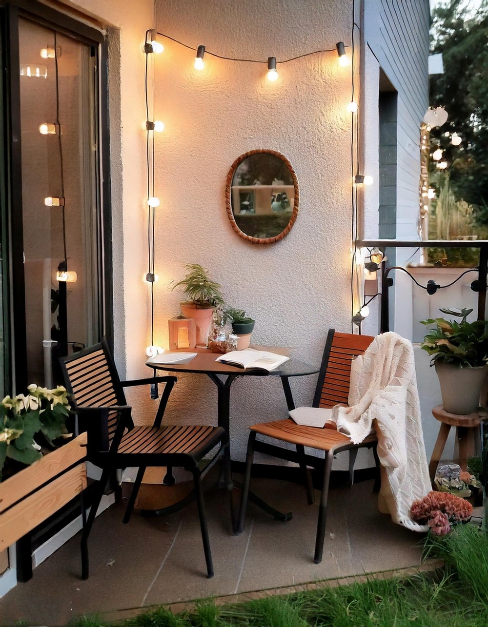 Corner Table & String Lights