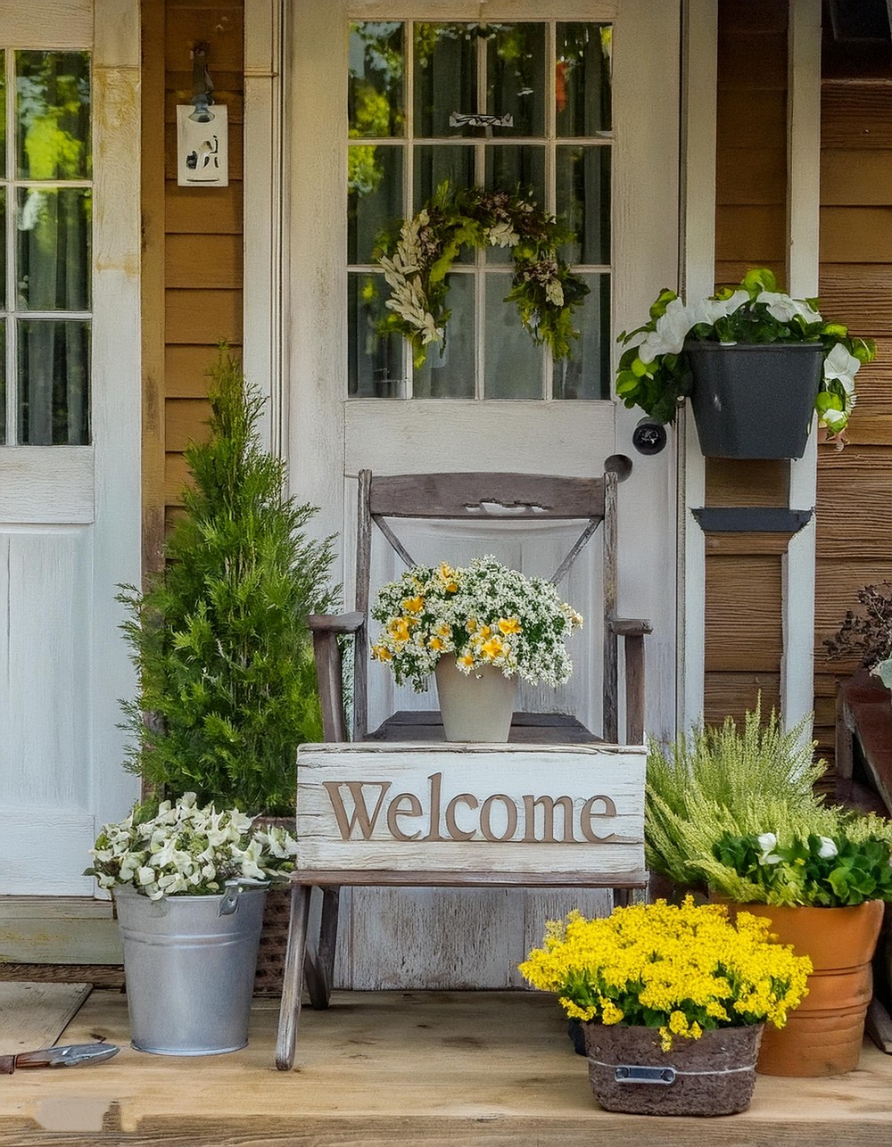 Country-Inspired Welcome Sign with Floral Accents