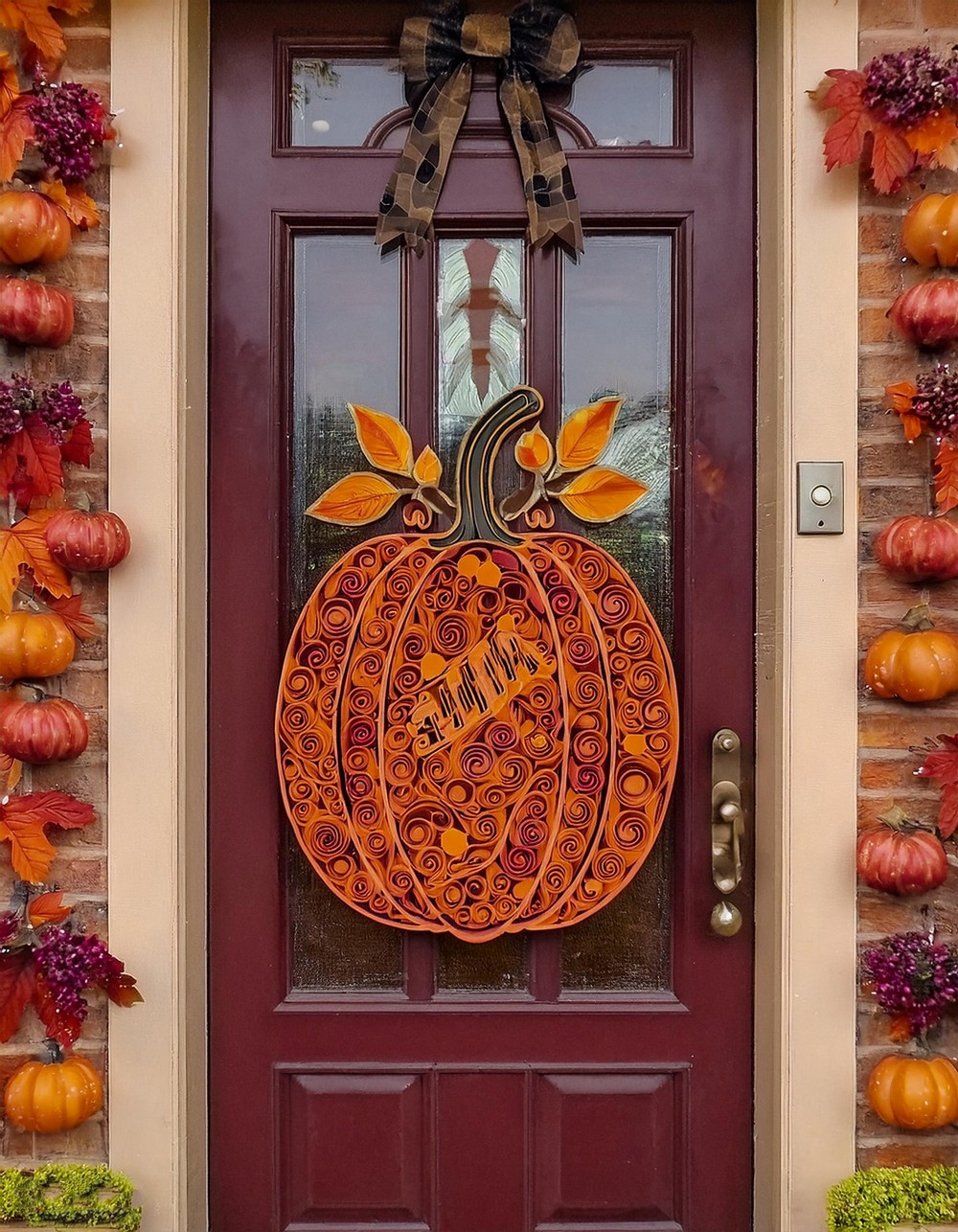 Decoupage Pumpkin Door Hanger with Fall Colors