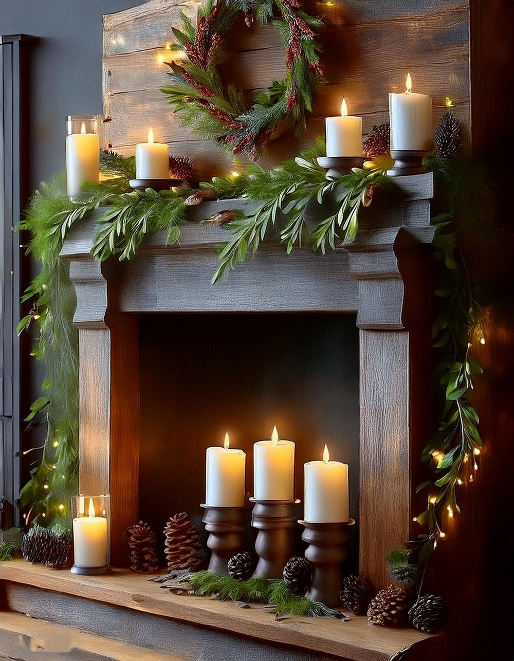 Distressed Wood and Candle Decor