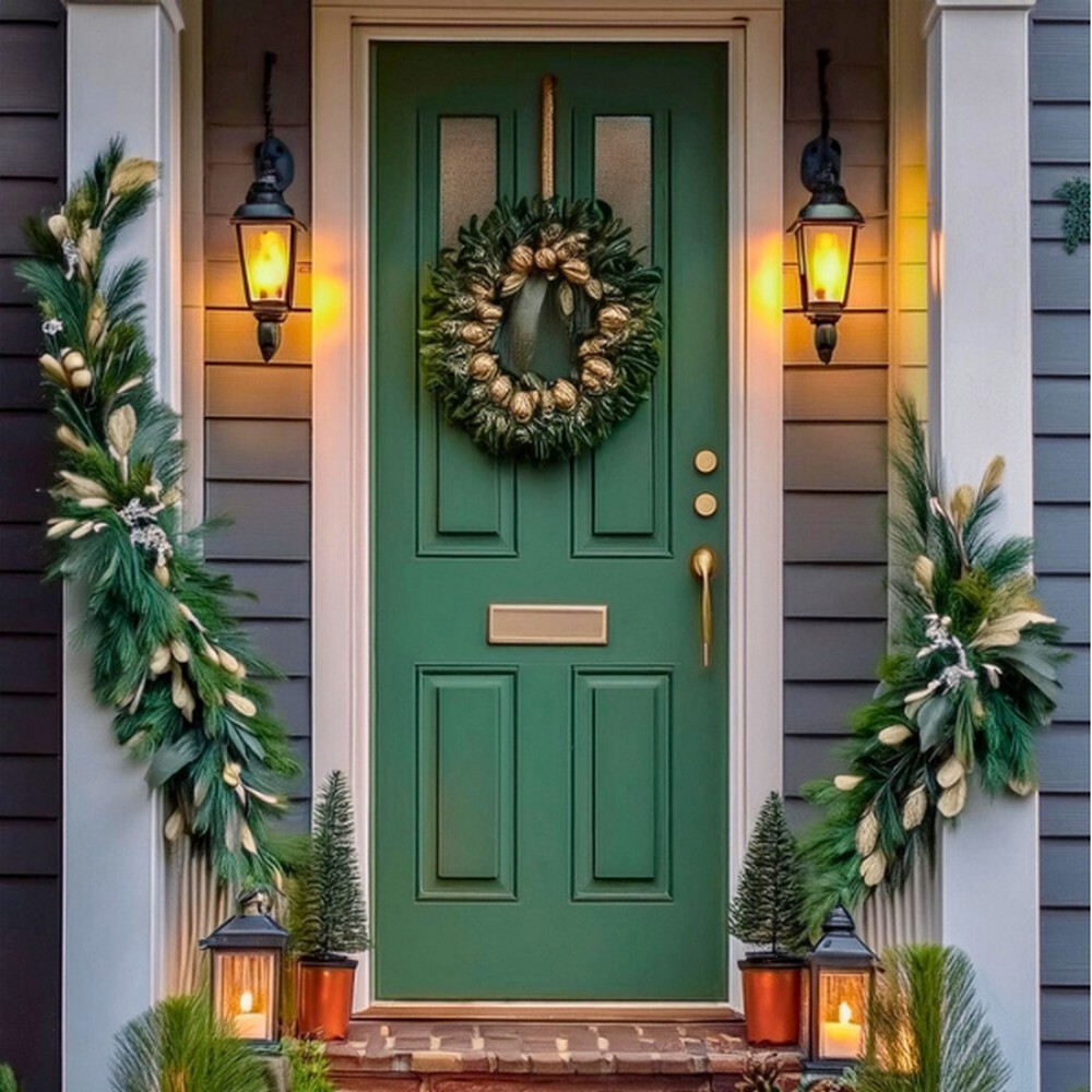 Elegantly Simple Christmas Porch with Garlands