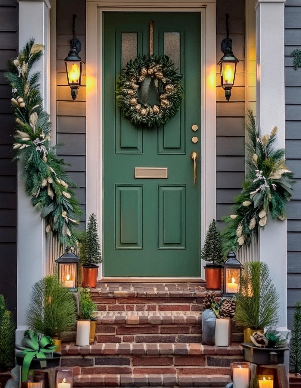 Elegantly Simple Christmas Porch with Garlands