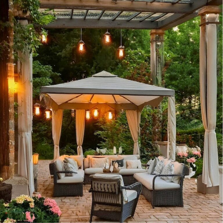 Gazebo-Style Pergola with Screens and Awnings