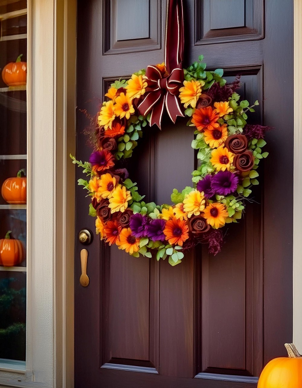 Pumpkin Shaped Wreath Door Hanger