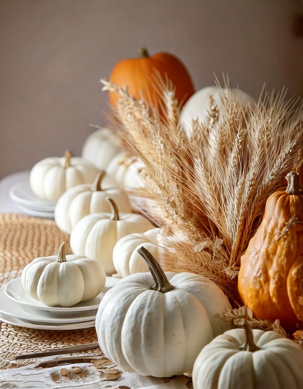 Rustic Pumpkin Wheat Centerpiece