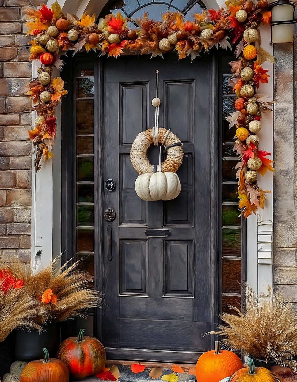 Stuffed Fabric Pumpkin Door Hanger