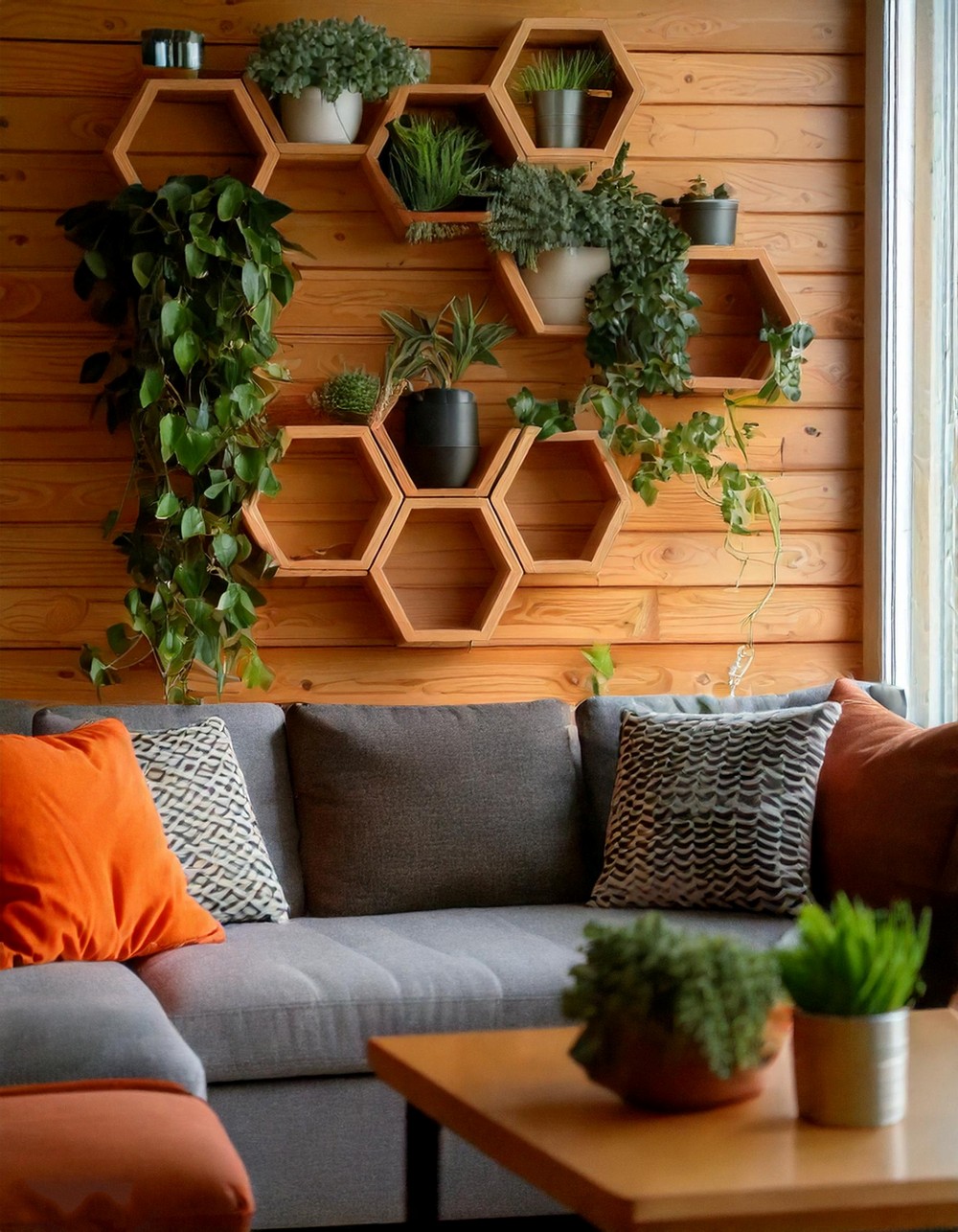 Unique Wall Decor With Hexagonal Shelves