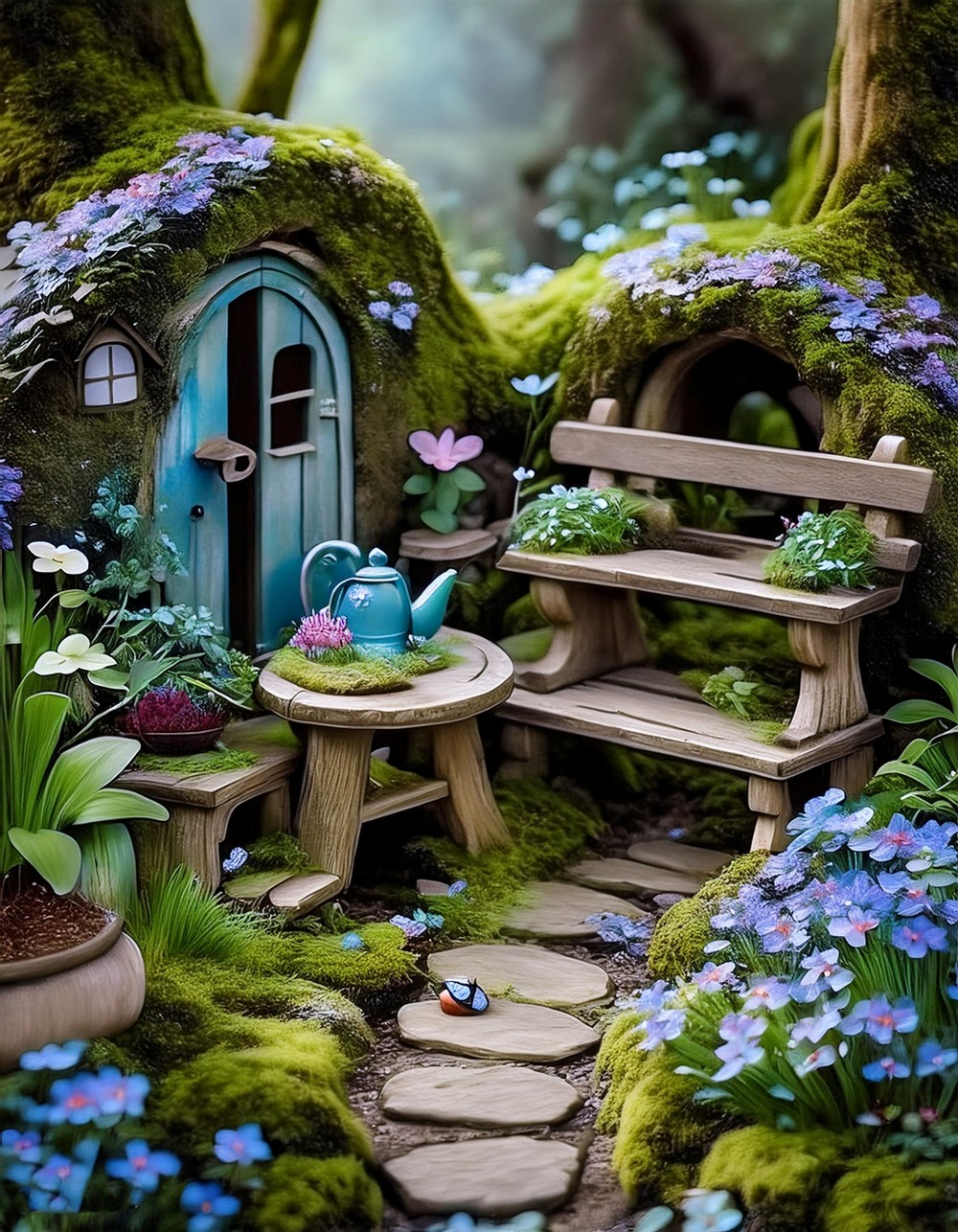 Vintage Floral Fairy Garden