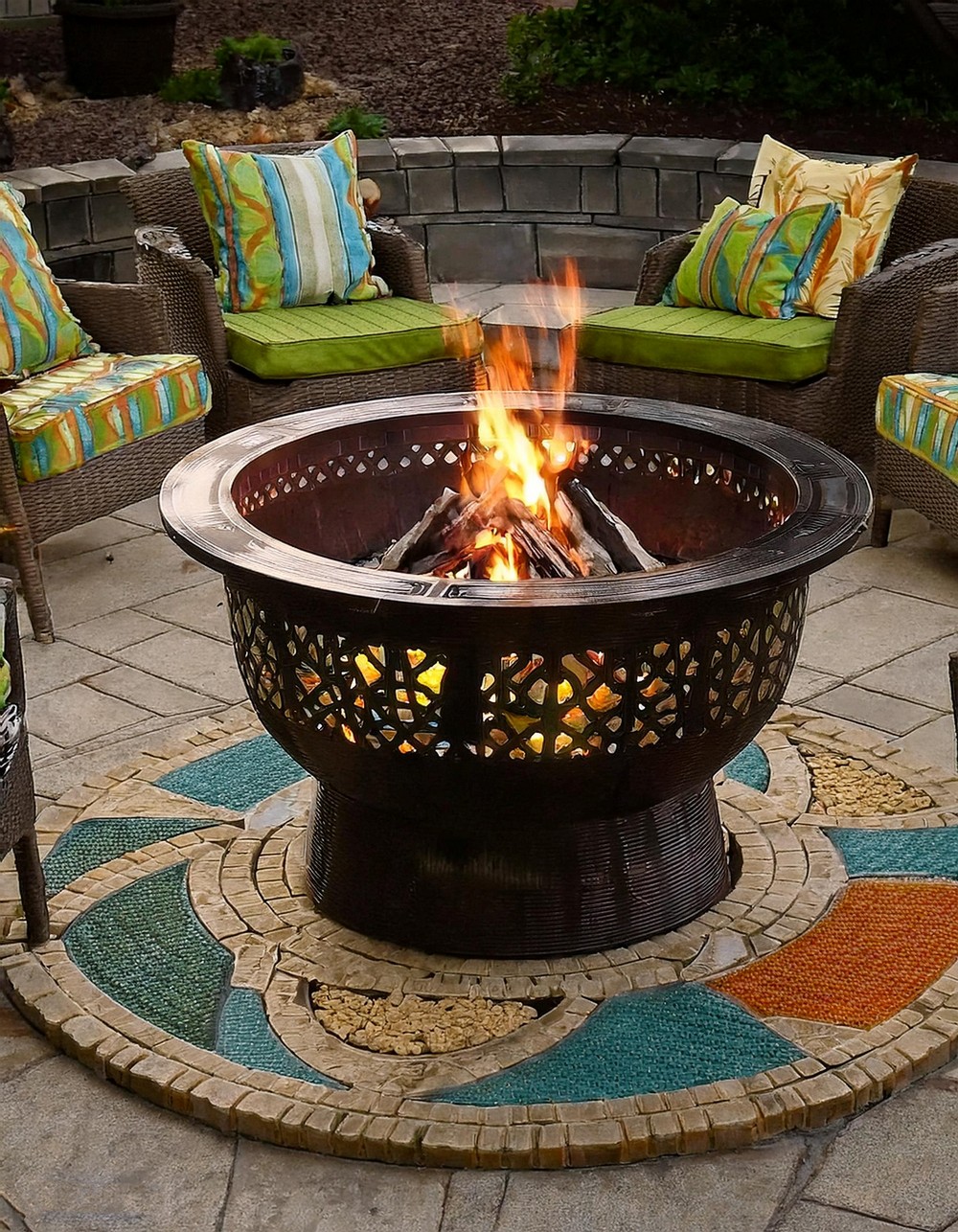 Add a Splash of Color with Tiled Fire Pits