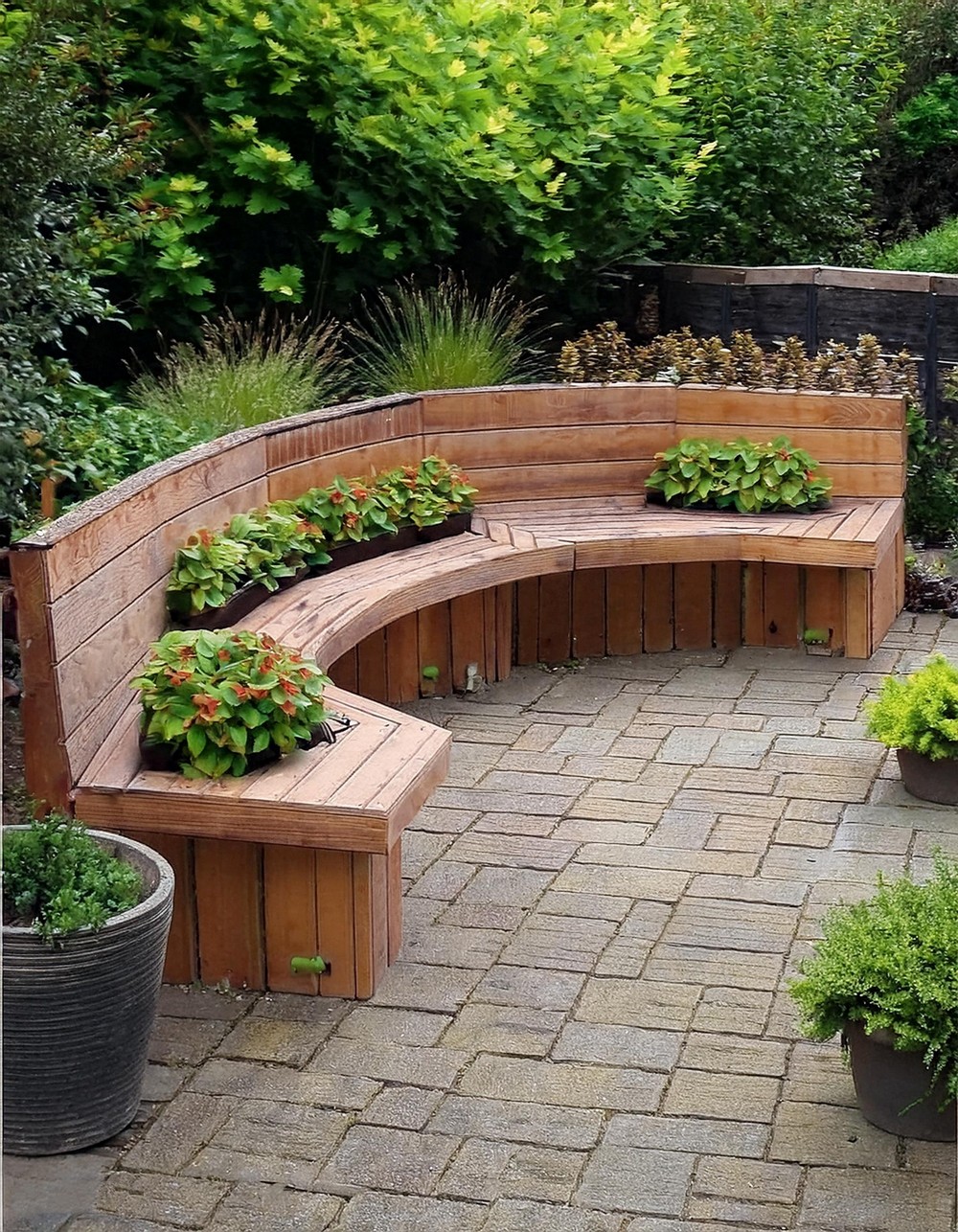 Bench with Built-In Planters