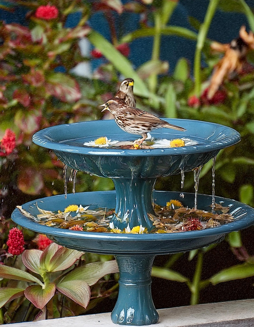 Bird Bath with a Roosting Stick
