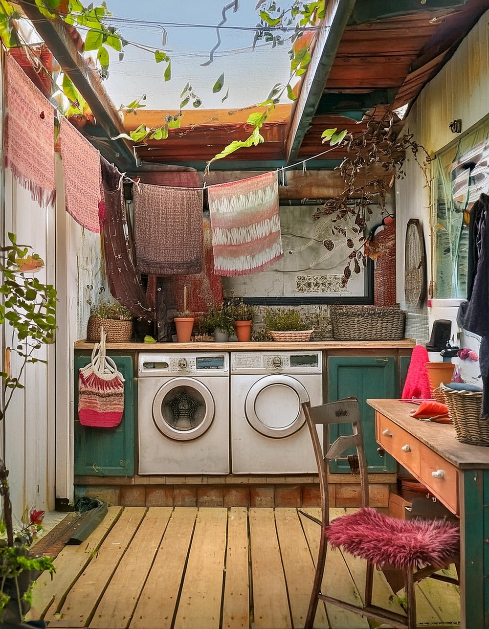 Boho Chic Laundry Space