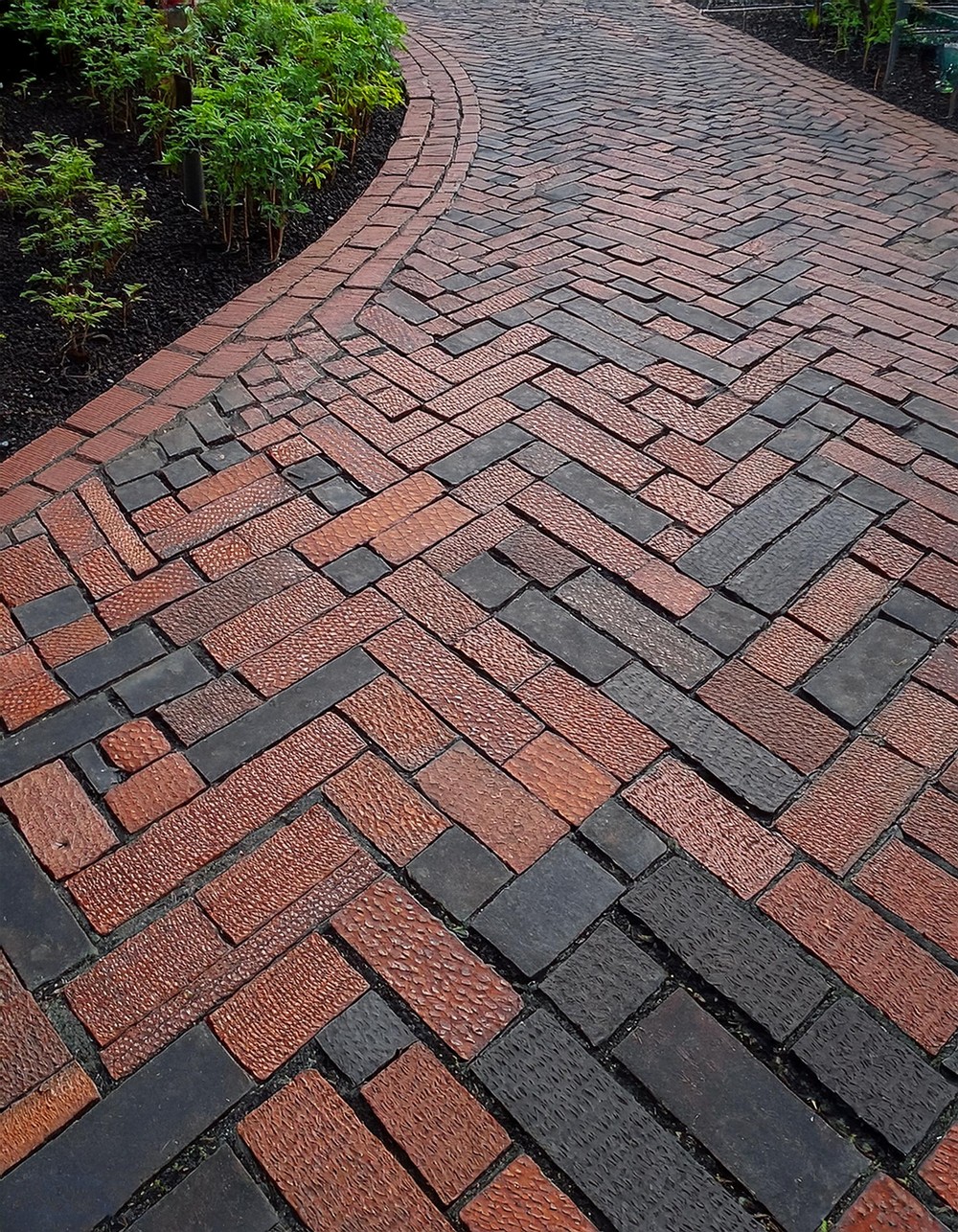 Brick Paver Path with Herringbone Pattern