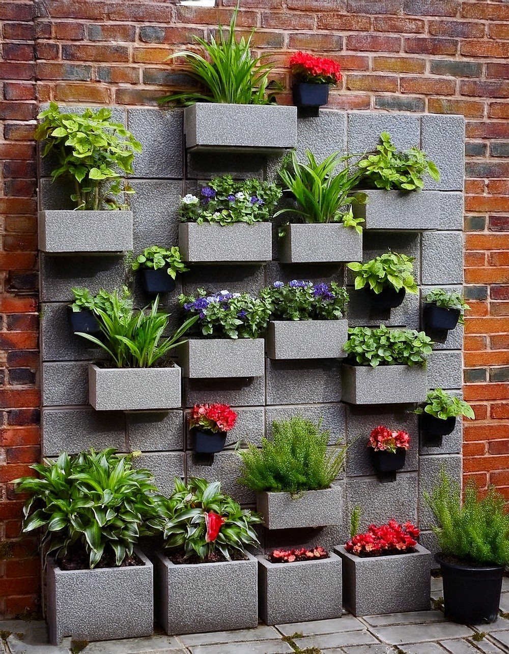 Cinder Block Wall with Planters