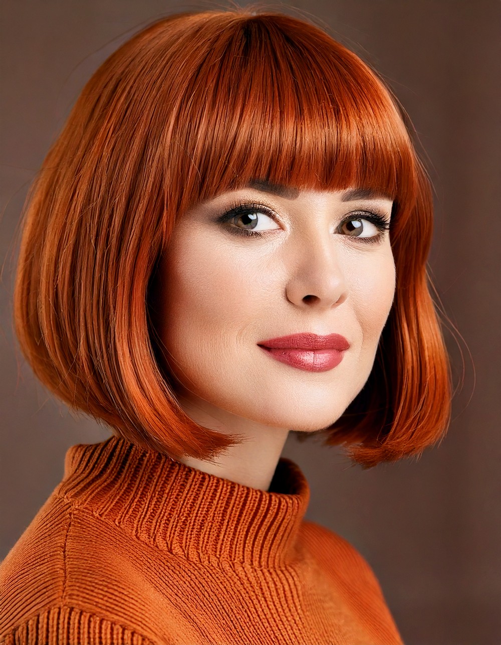 Cinnamon Spice Bob With Bangs