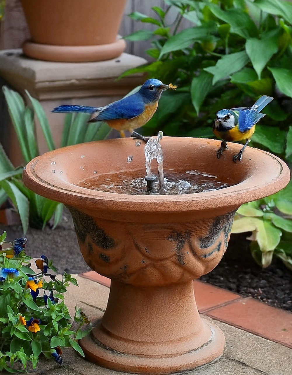 Clay Pot Bird Bath