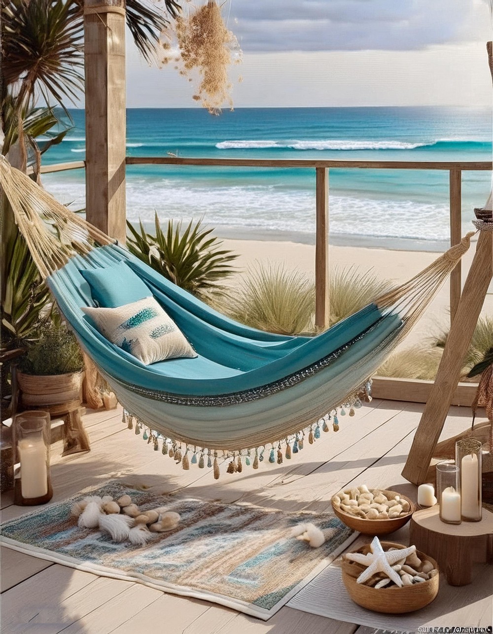 Coastal Hammock with Seashell Accents