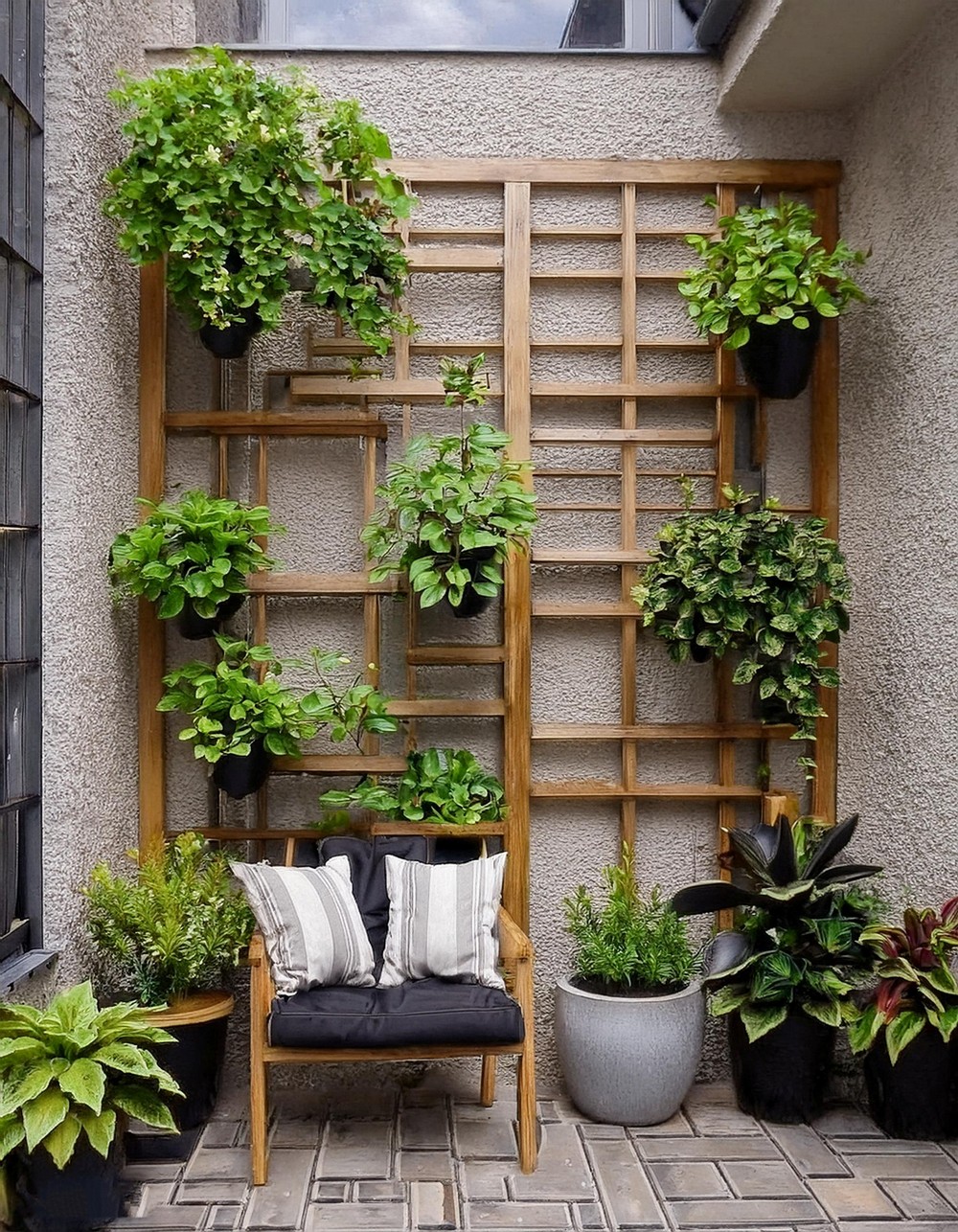 Concrete Block Wall with Trellis