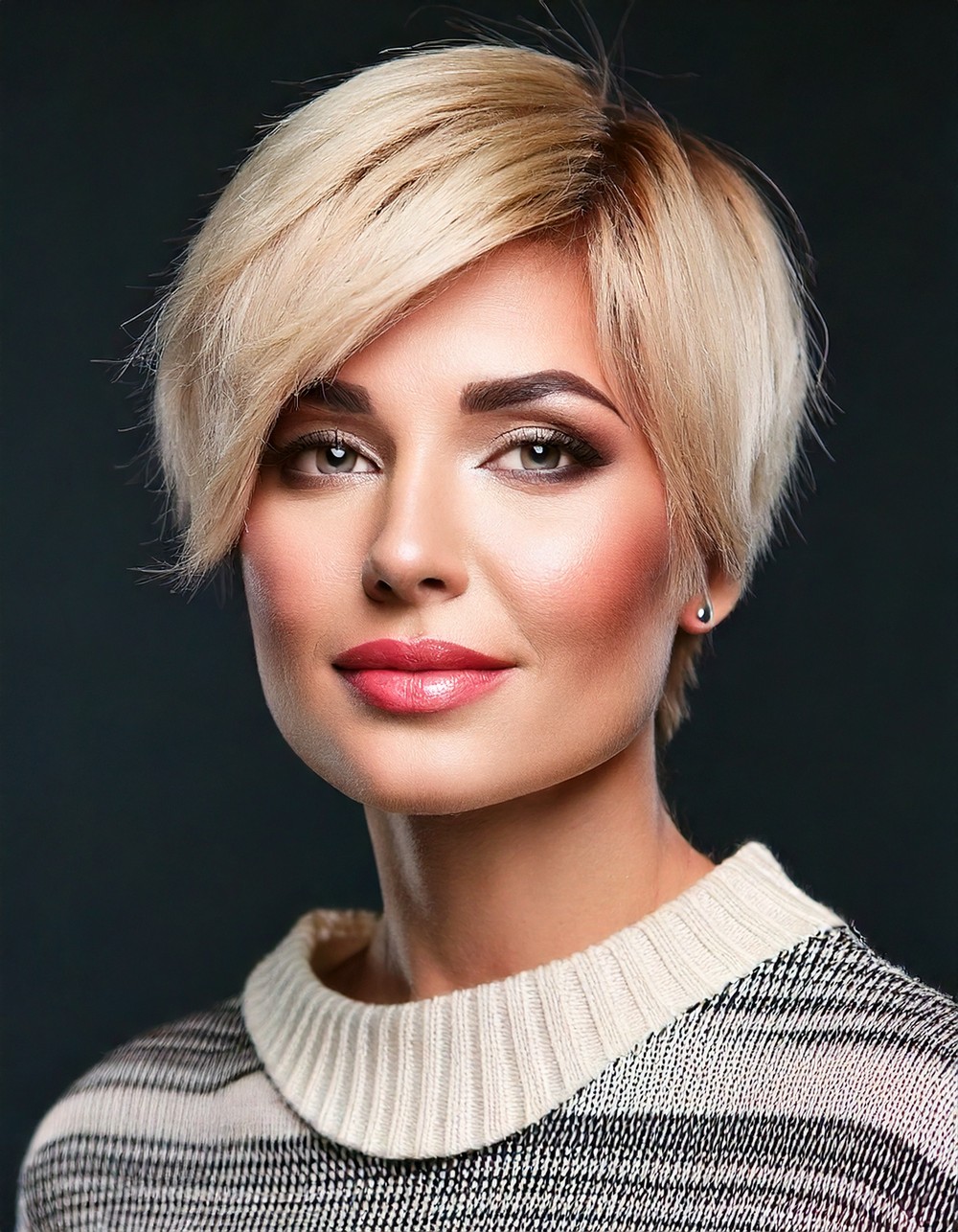 Cool Platinum Layered Blonde Pixie