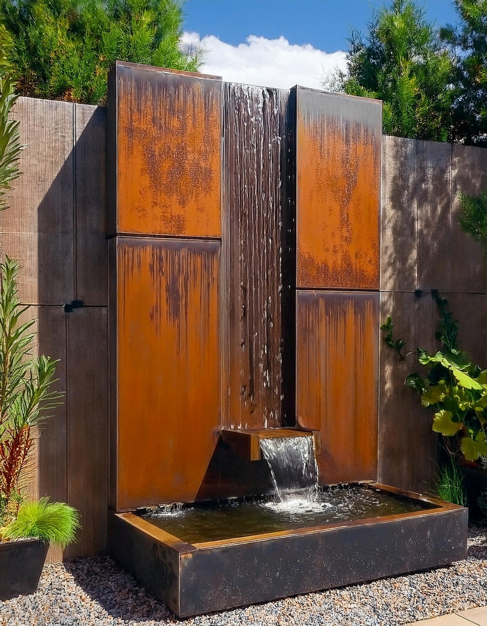 Corten Steel Waterfall Fountain