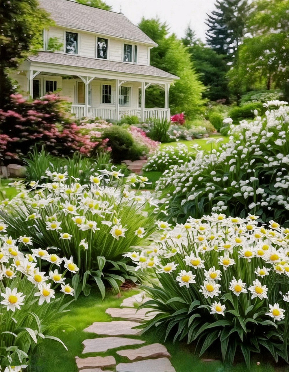 Cottagecore Dream White Flowers In A Quaint Setting