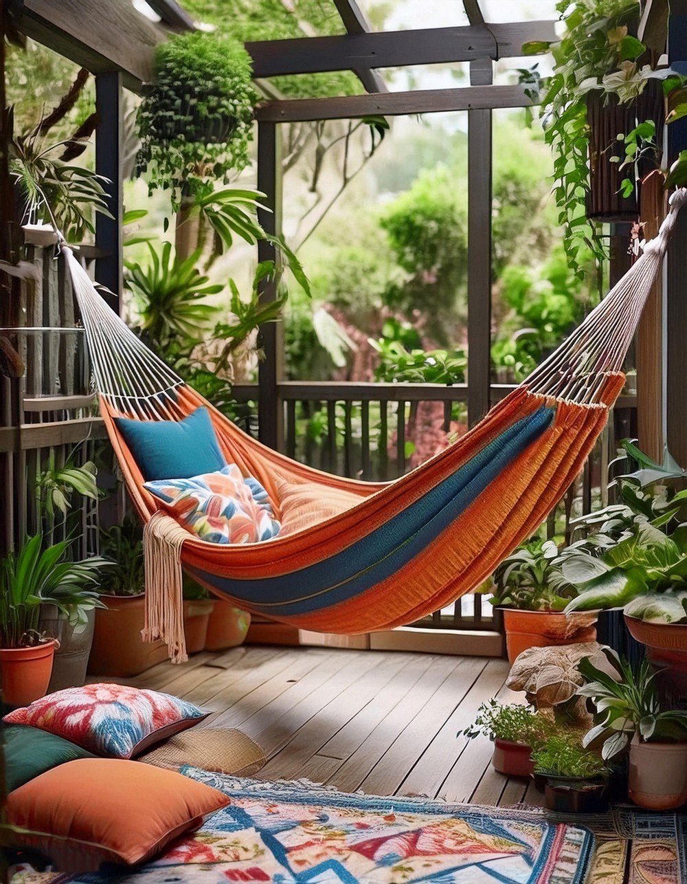 Cozy Corner Hammock with Throws and Pillows
