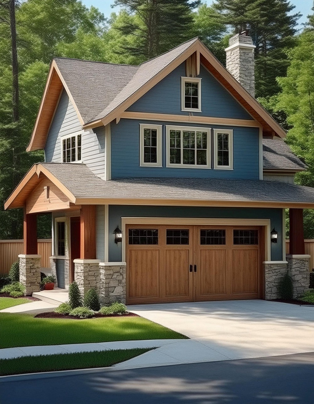 Craftsman Garage with Porch
