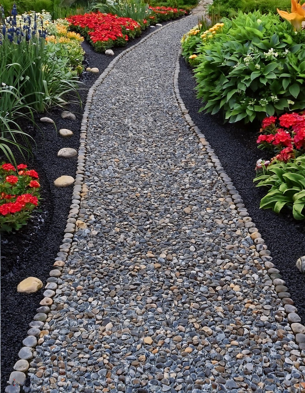 Crushed Stone Path with Stone Edging
