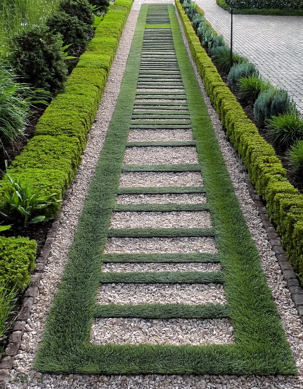 Gravel Path with Turf Strips
