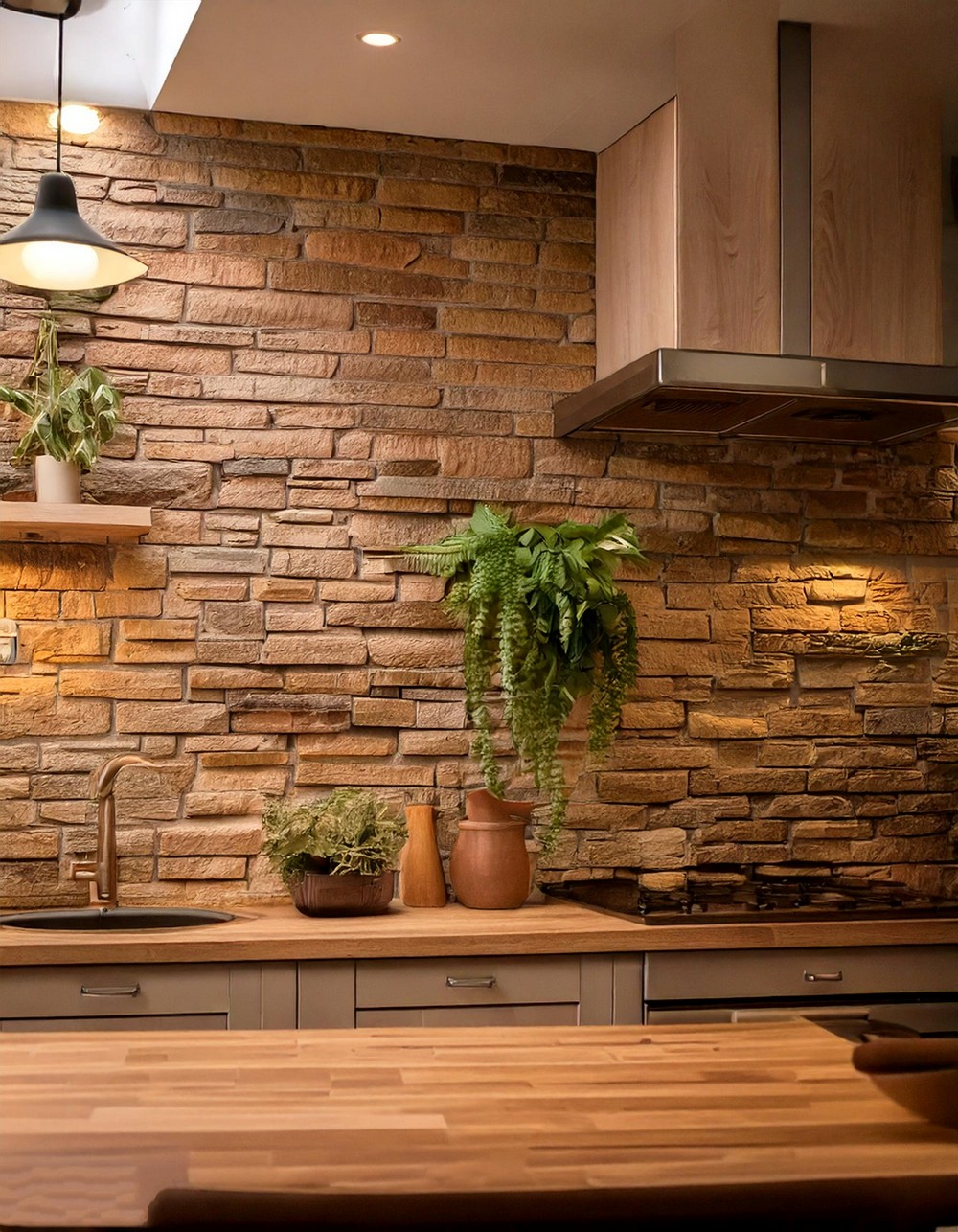 Install a Stone or Brick Backsplash
