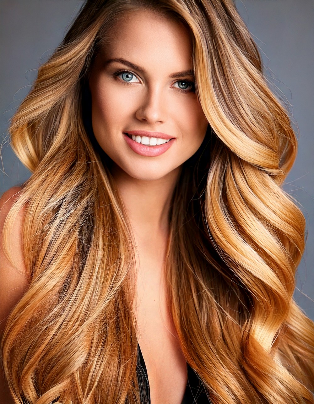 Long Multidimensional Champagne Blonde Waves