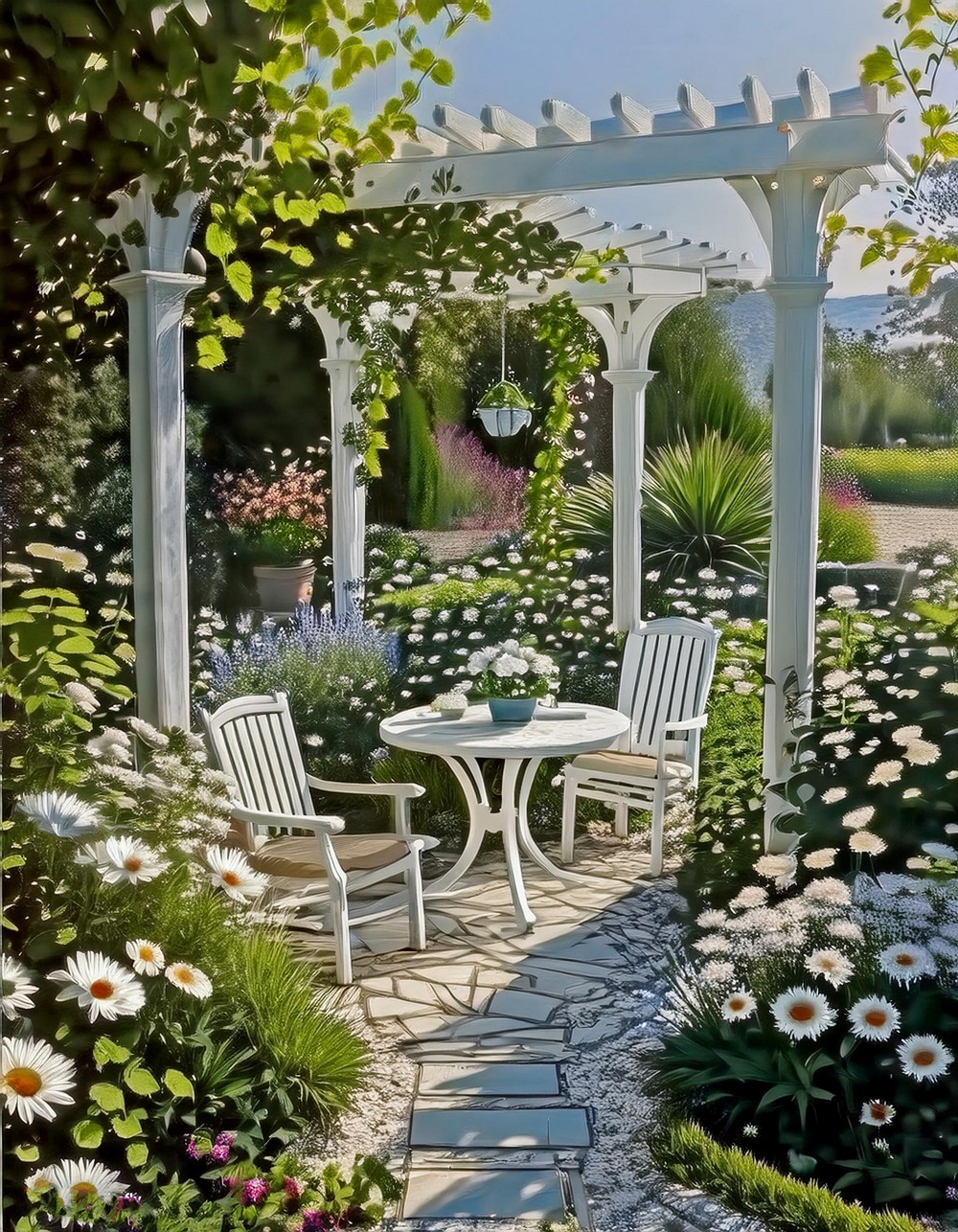 Mediterranean Oasis White Hues in a Sunny Retreat