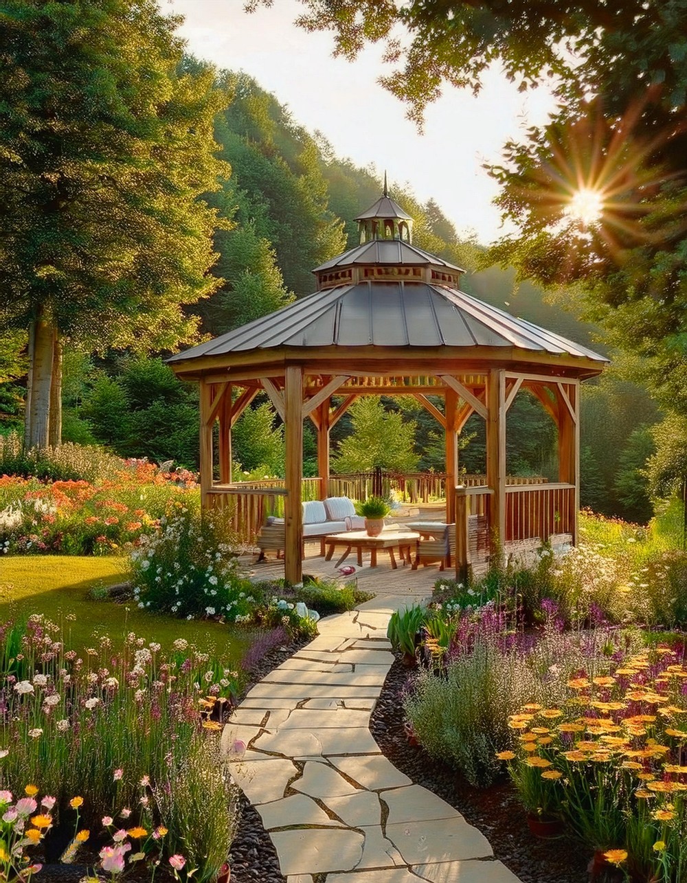 Modern Farmhouse Gazebo with Metal Roof