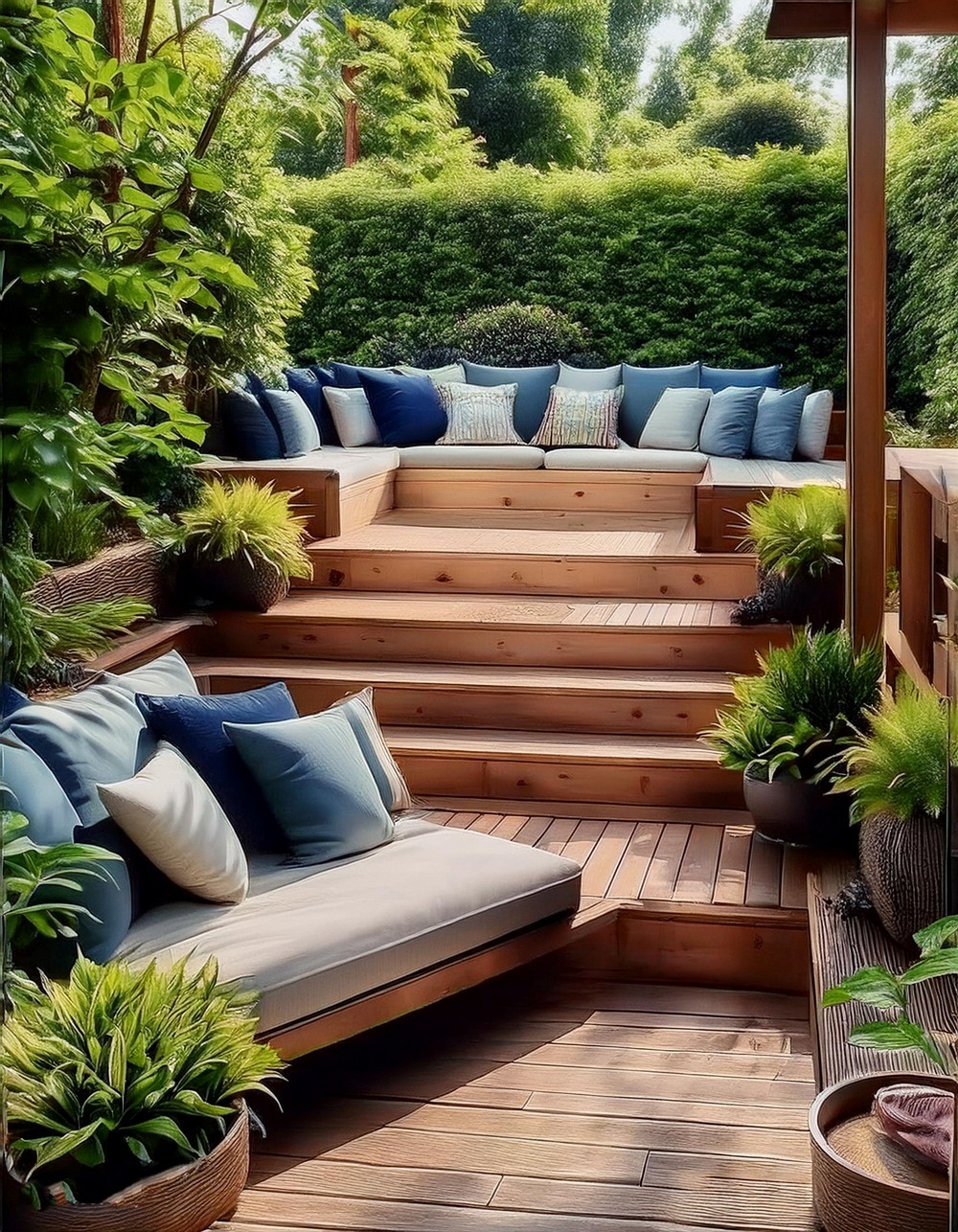 Multi-Level Deck with Built-in Seating