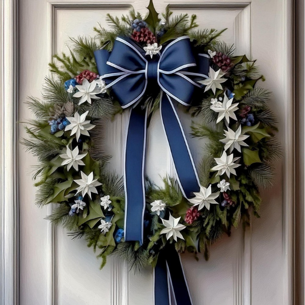 Navy And Silver Glitter Wreath