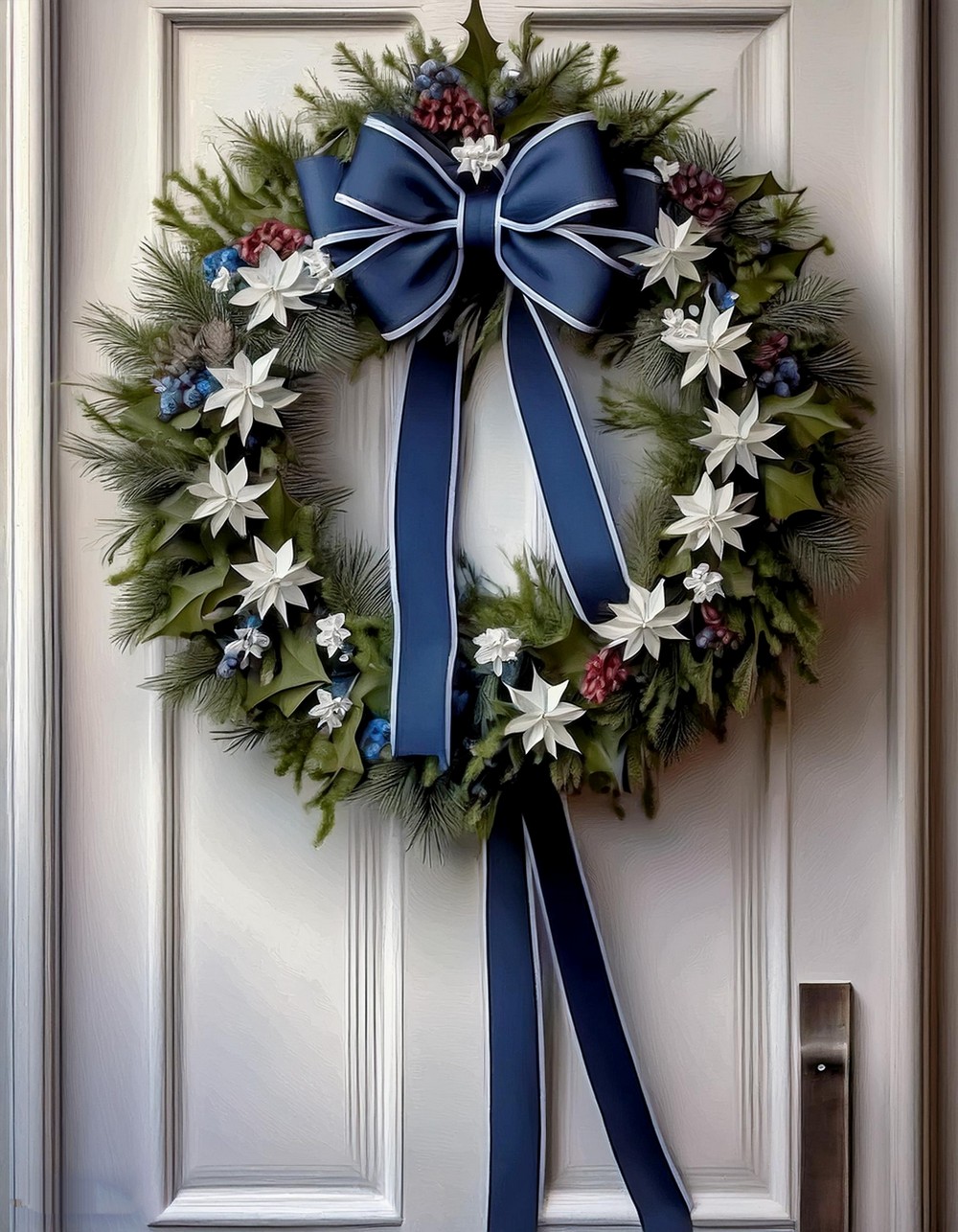 Navy and Silver Glitter Wreath