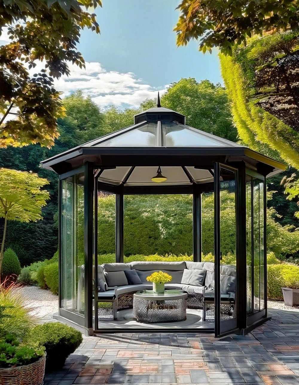 Outdoor Room Gazebo with Sliding Glass Doors