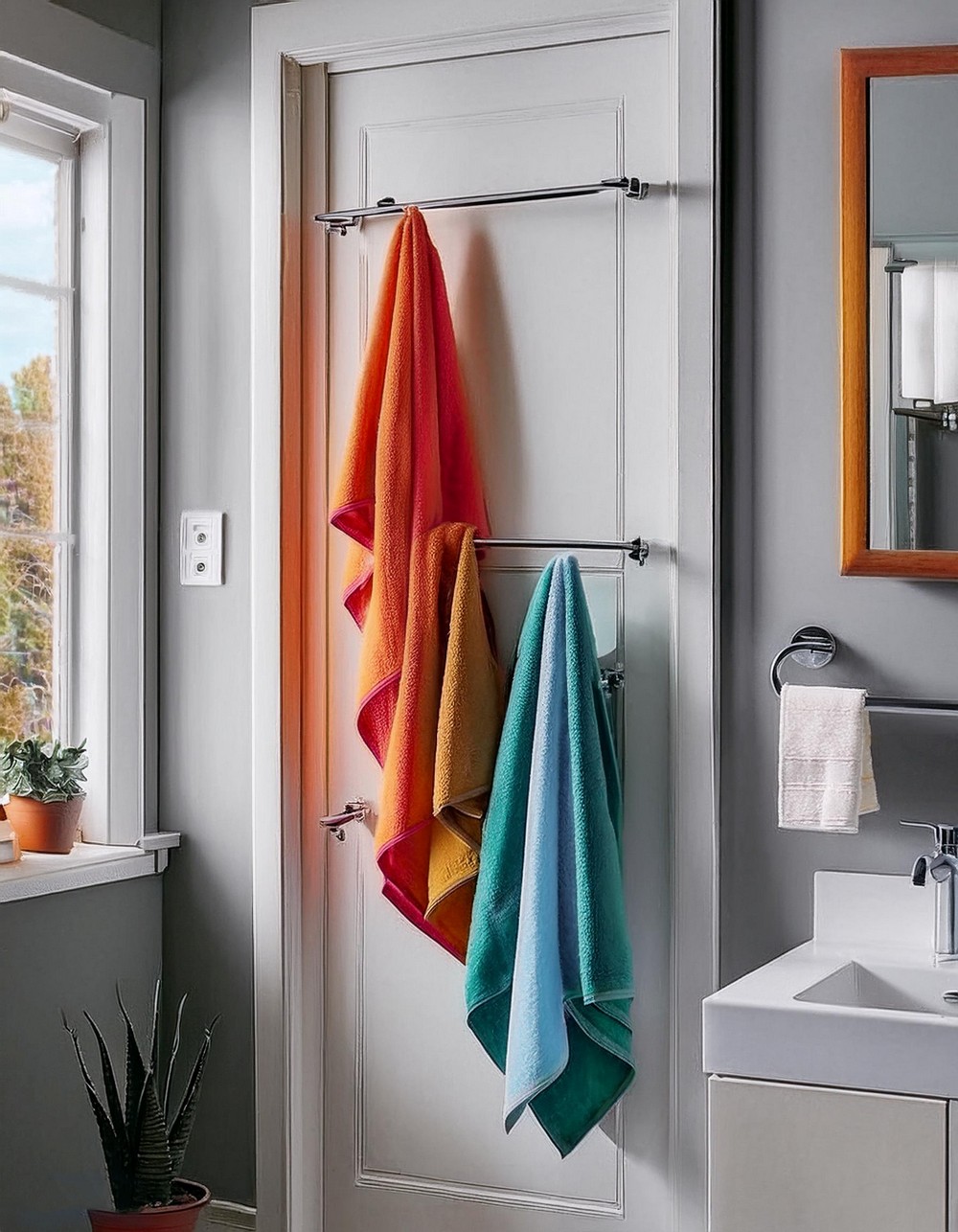 Over-the-Door Towel Racks with Adhesive Hooks