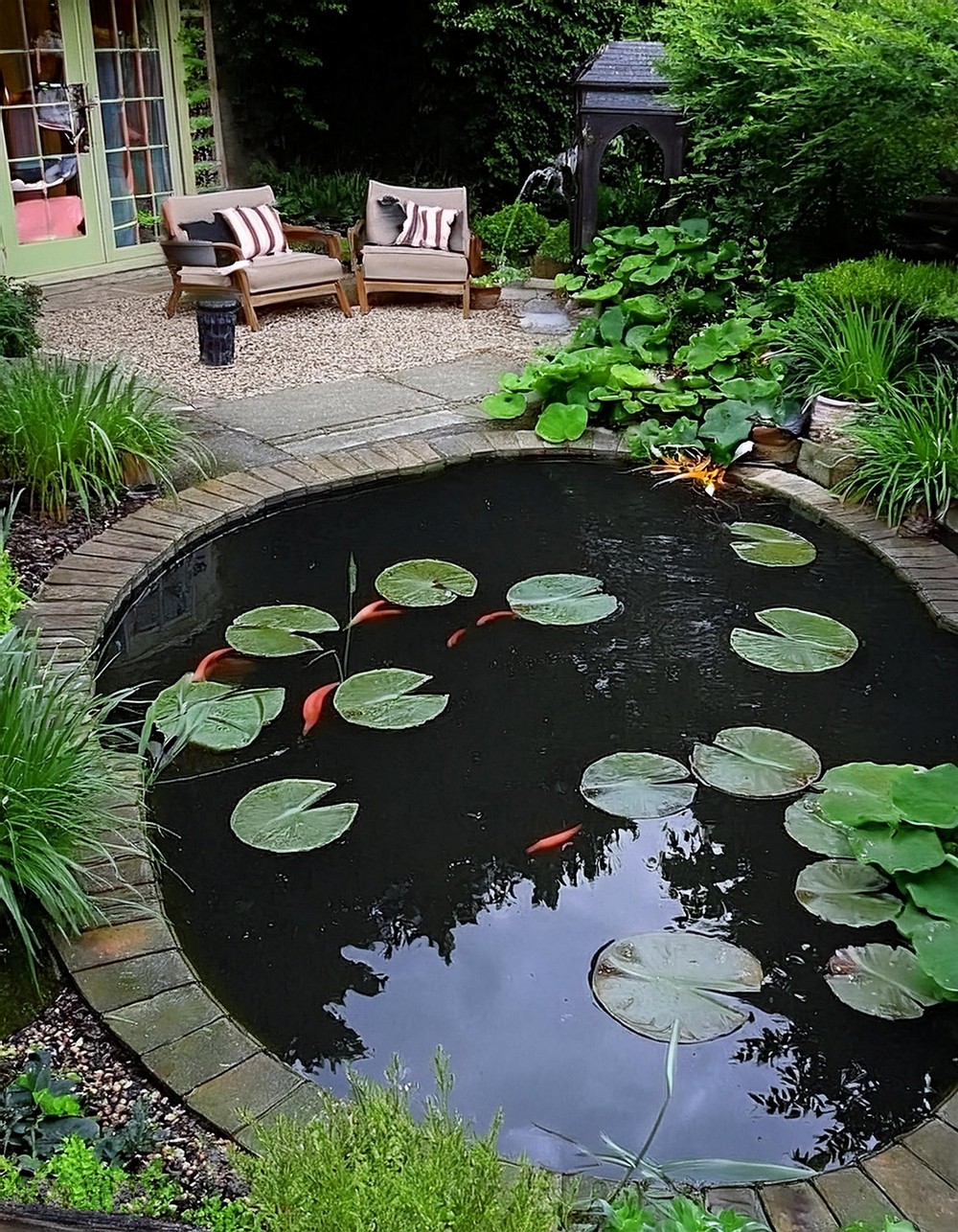 Patio Pond with Floating Plants