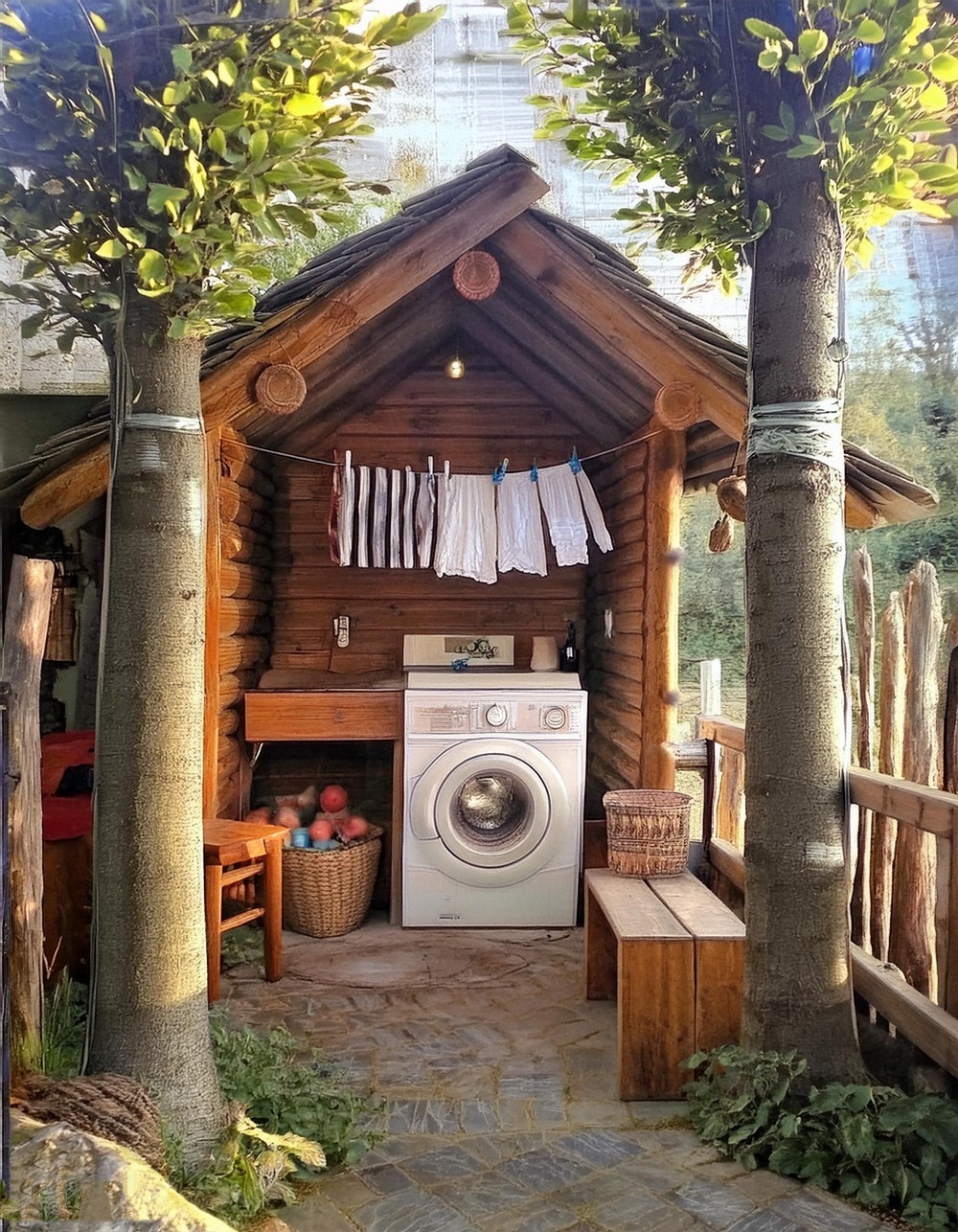 Rustic Cabin Laundry Nook