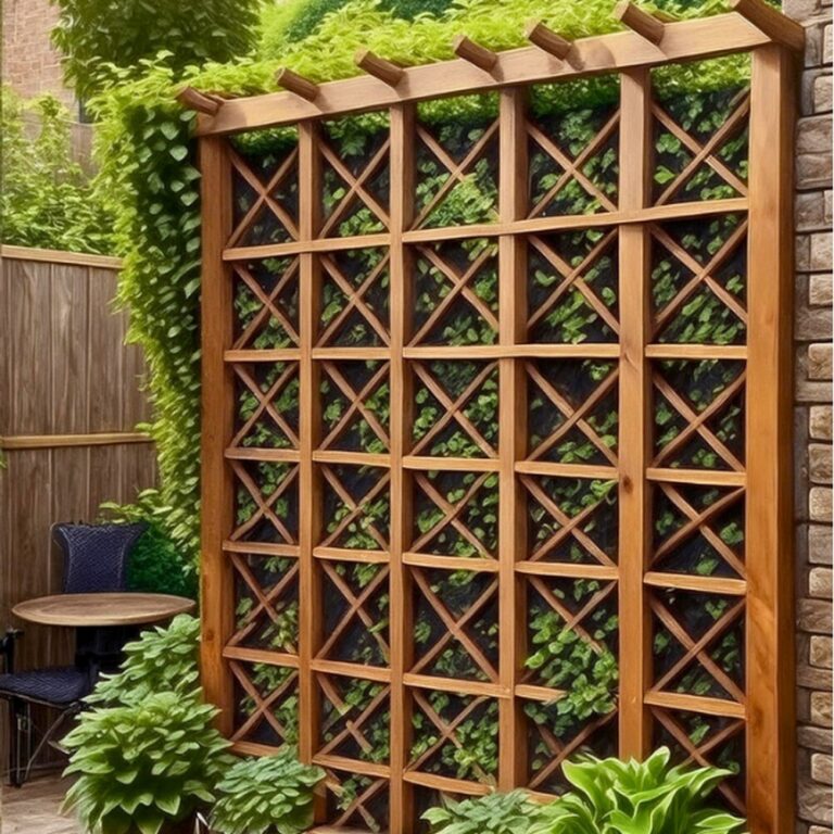Rustic Wood Trellis with Geometric Design