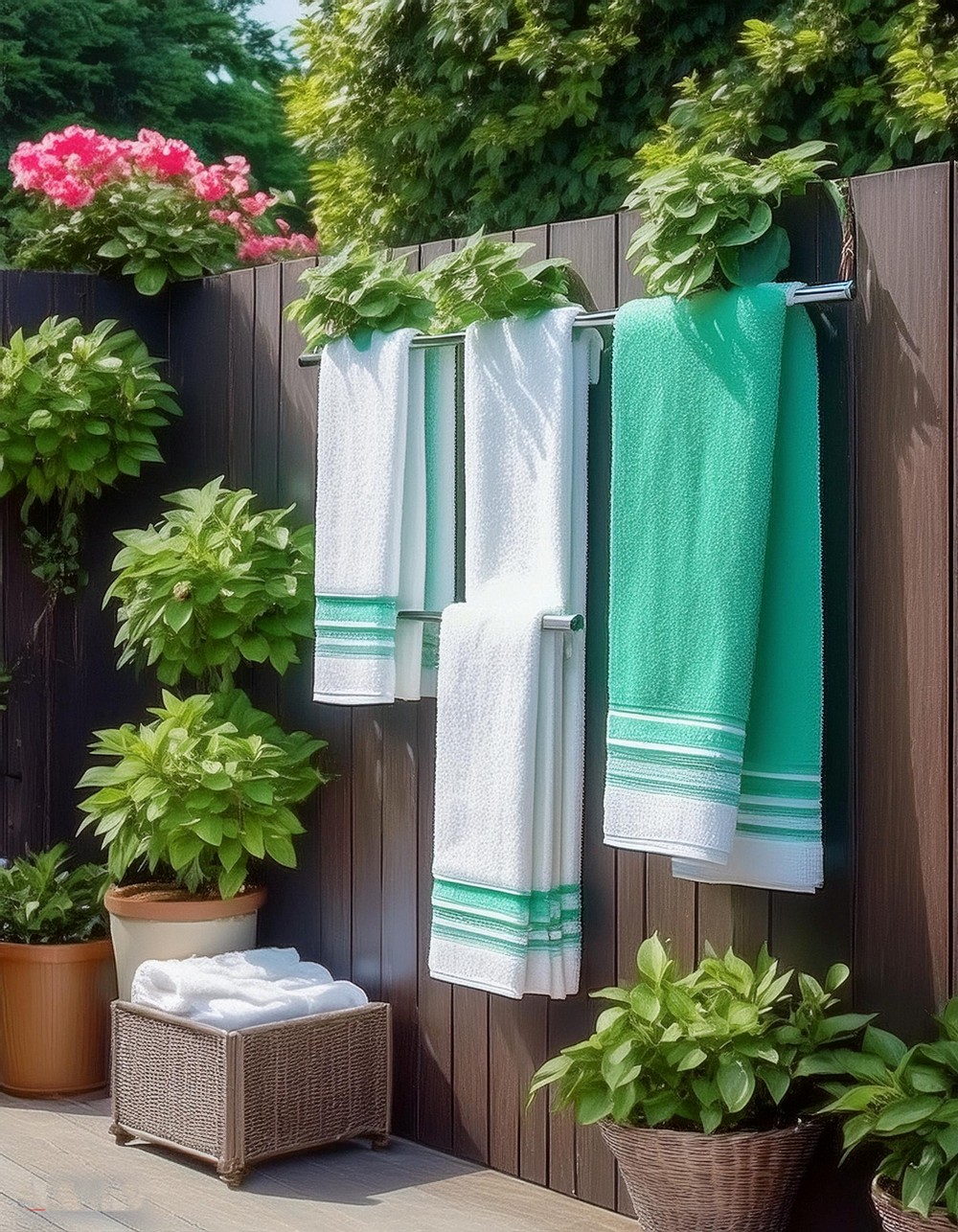 Space-Saving Towel Racks with Hanging Baskets