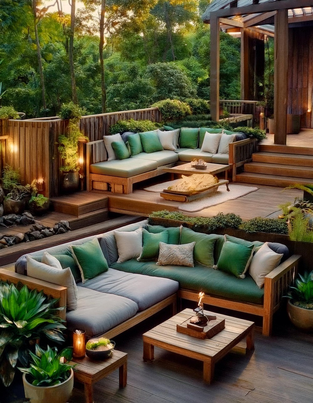 Split-Level Deck with Separate Spaces