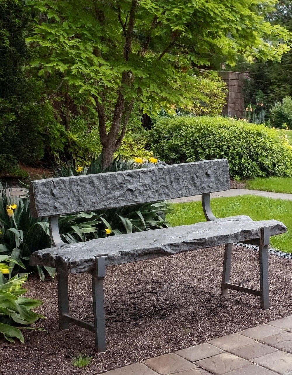 Stone Bench With Metal Legs