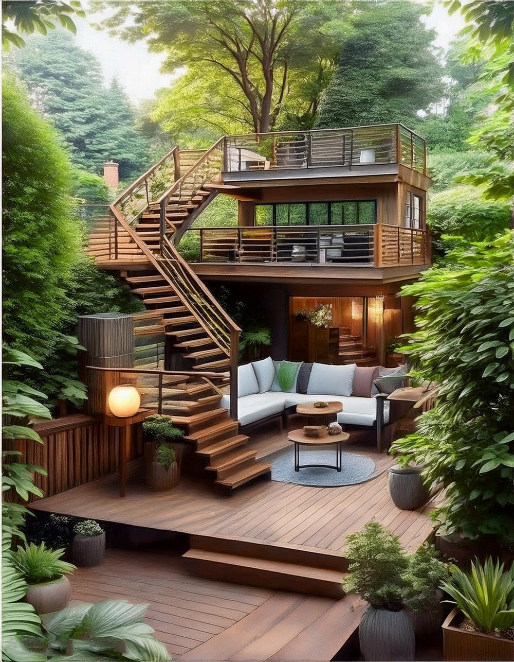 Two-Story Deck with Staircase